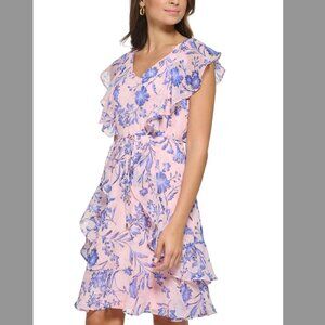 Tommy Hilfiger Petite Printed Ruffle A-Line Dress